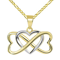 Load image into Gallery viewer, 14k Gold 3-Heart Infinity Love Pendant with Figaro Necklace
