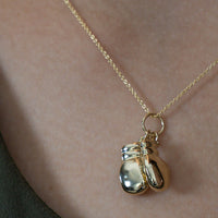 Load image into Gallery viewer, 14k Gold 3D Boxing Gloves Charm Pendant Necklace
