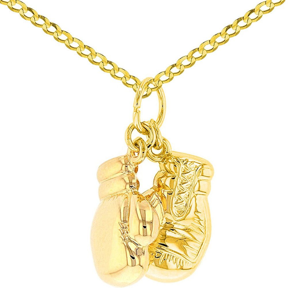 14k Gold 3D Boxing Gloves Charm Sports Pendant