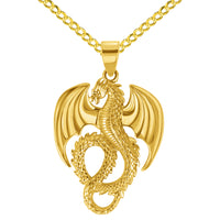 Load image into Gallery viewer, 14k Gold 3D Serpent Dragon Pendant Necklace
