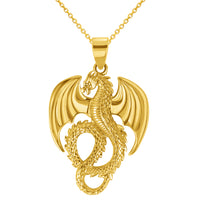 Load image into Gallery viewer, 14k Gold 3D Serpent Dragon Pendant Necklace
