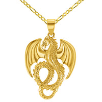 Load image into Gallery viewer, 14k Gold 3D Serpent Dragon Pendant Necklace

