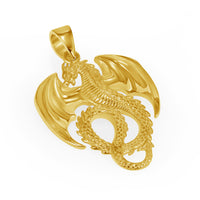 Load image into Gallery viewer, 14k Gold 3D Serpent Dragon Pendant Necklace
