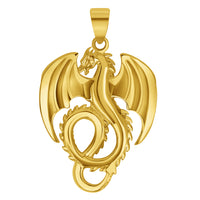 Load image into Gallery viewer, 14k Gold 3D Serpent Dragon Pendant Necklace
