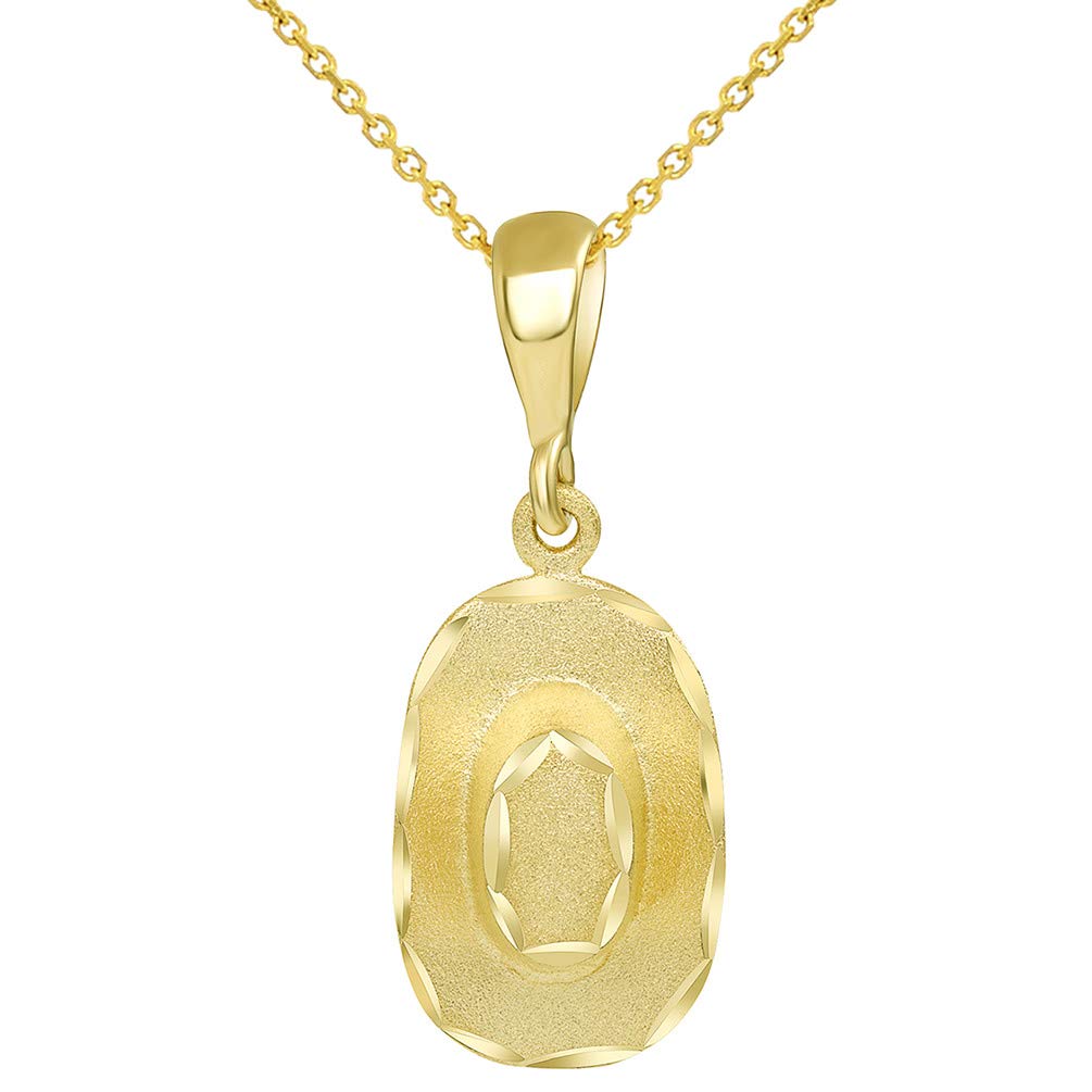 14k Gold Detailed 3D Western Cowboy Hat Pendant Necklace - Yellow Gold