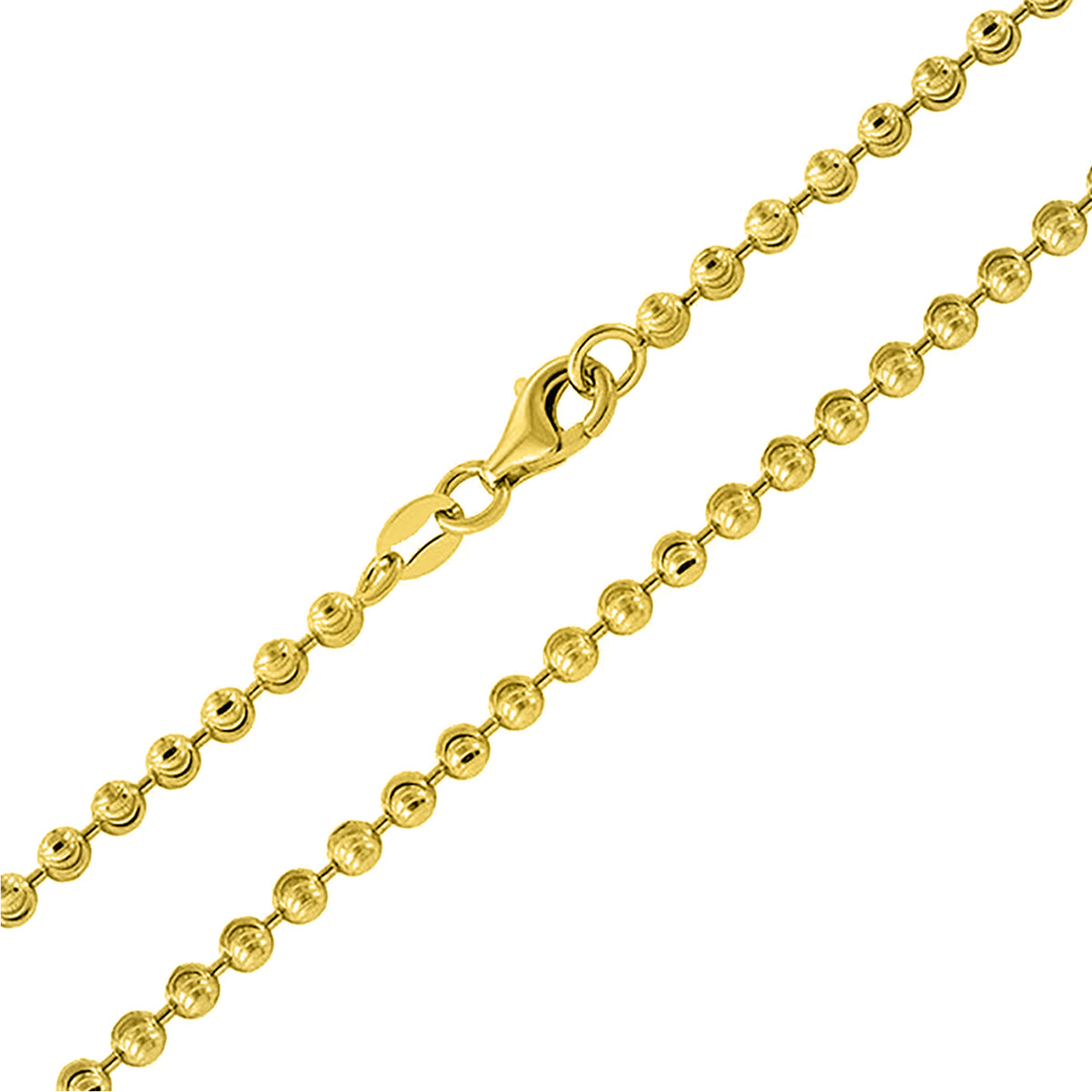 14k Gold 4mm Moon-Cut Ball Chain Bead Necklace