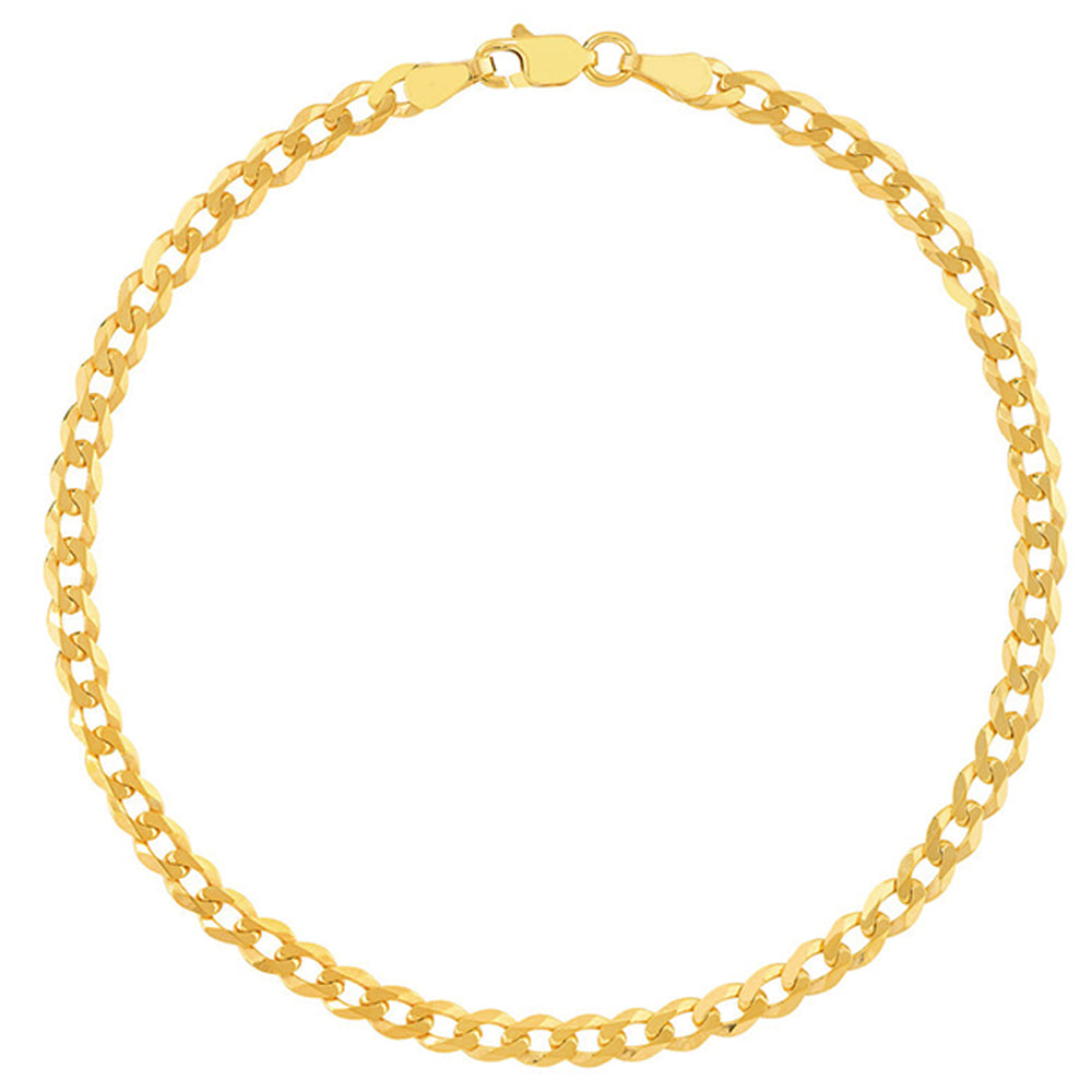14k Gold 5mm, 8" Cuban Curb Chain Bracelet 