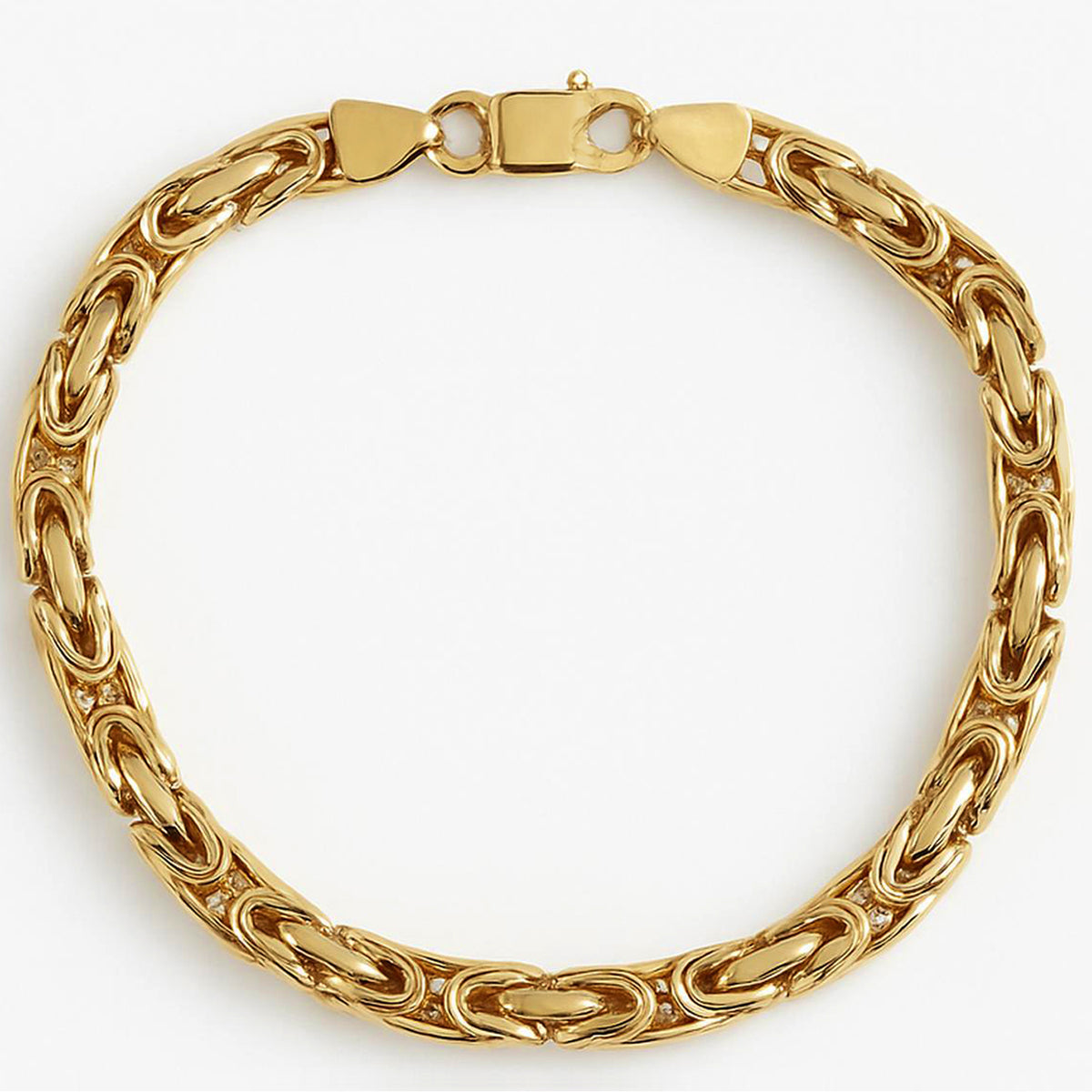 14k Gold 5mm Square 8.5" Byzantine Bracelet