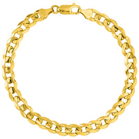 Load image into Gallery viewer, 14K Gold 7mm Curb Chain Cuban Concave Bracelet
