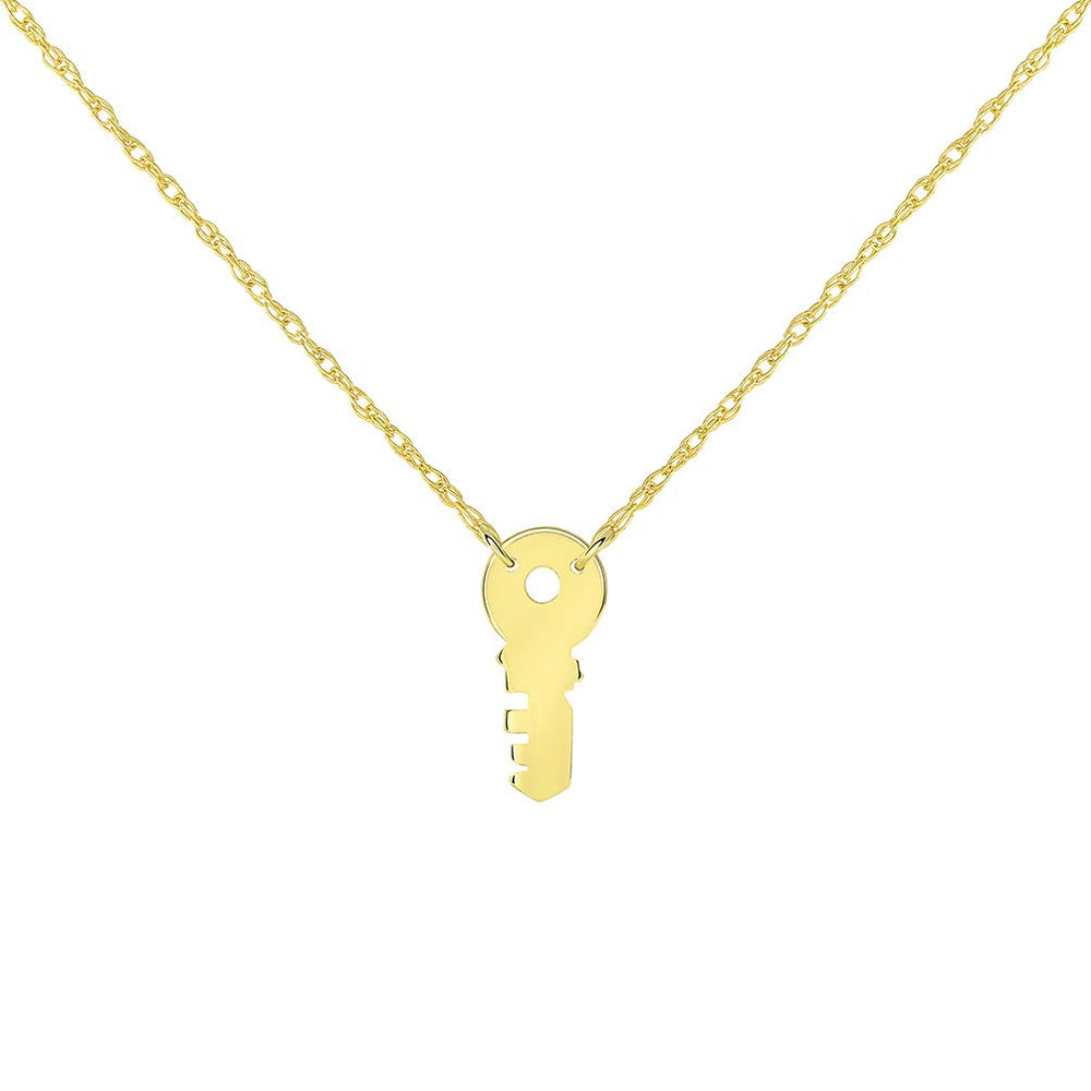 14k Gold Adjustable Chain Mini Key Necklace