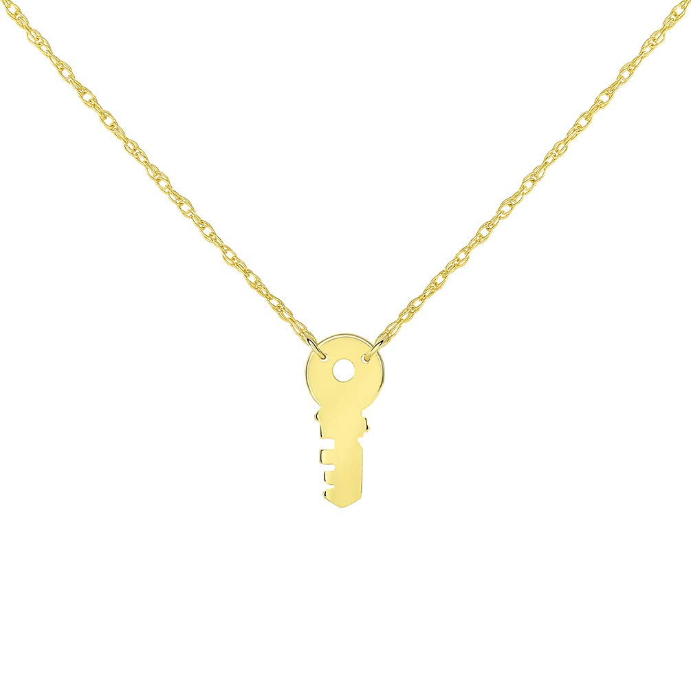 14k Gold Adjustable Chain Mini Key Necklace