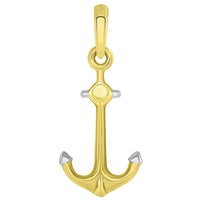 Load image into Gallery viewer, Solid 14k Yellow Gold Two Tone Anchor Charm Nautical Marine Pendant
