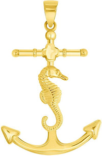 Load image into Gallery viewer, 14k Gold Anchor-Seahorse Pendant
