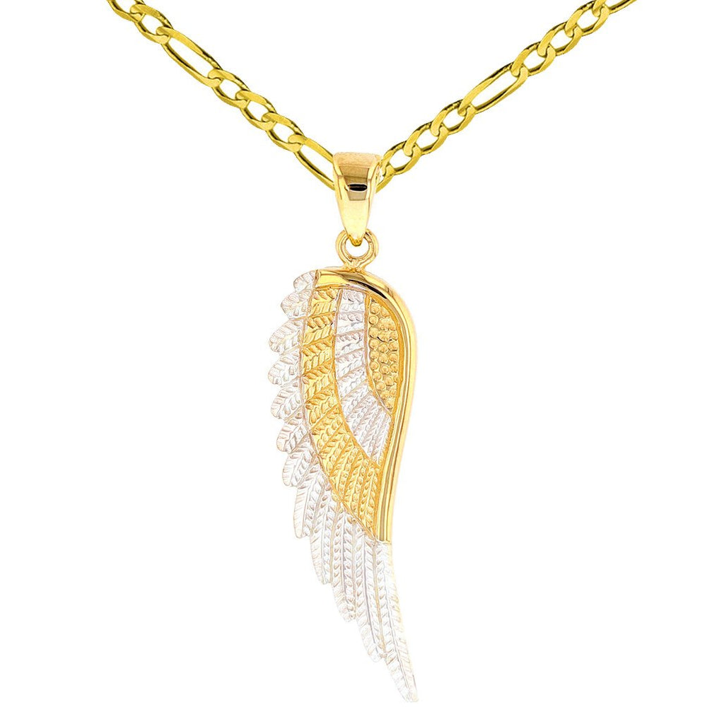 14k Gold Angel Wing Charm Pendant Necklace