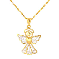 Load image into Gallery viewer, 14K Gold Angel with Heart Pendant Necklace
