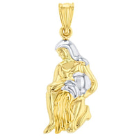 Load image into Gallery viewer, 14K Gold Aquarius Zodiac Pendant Figaro Chain
