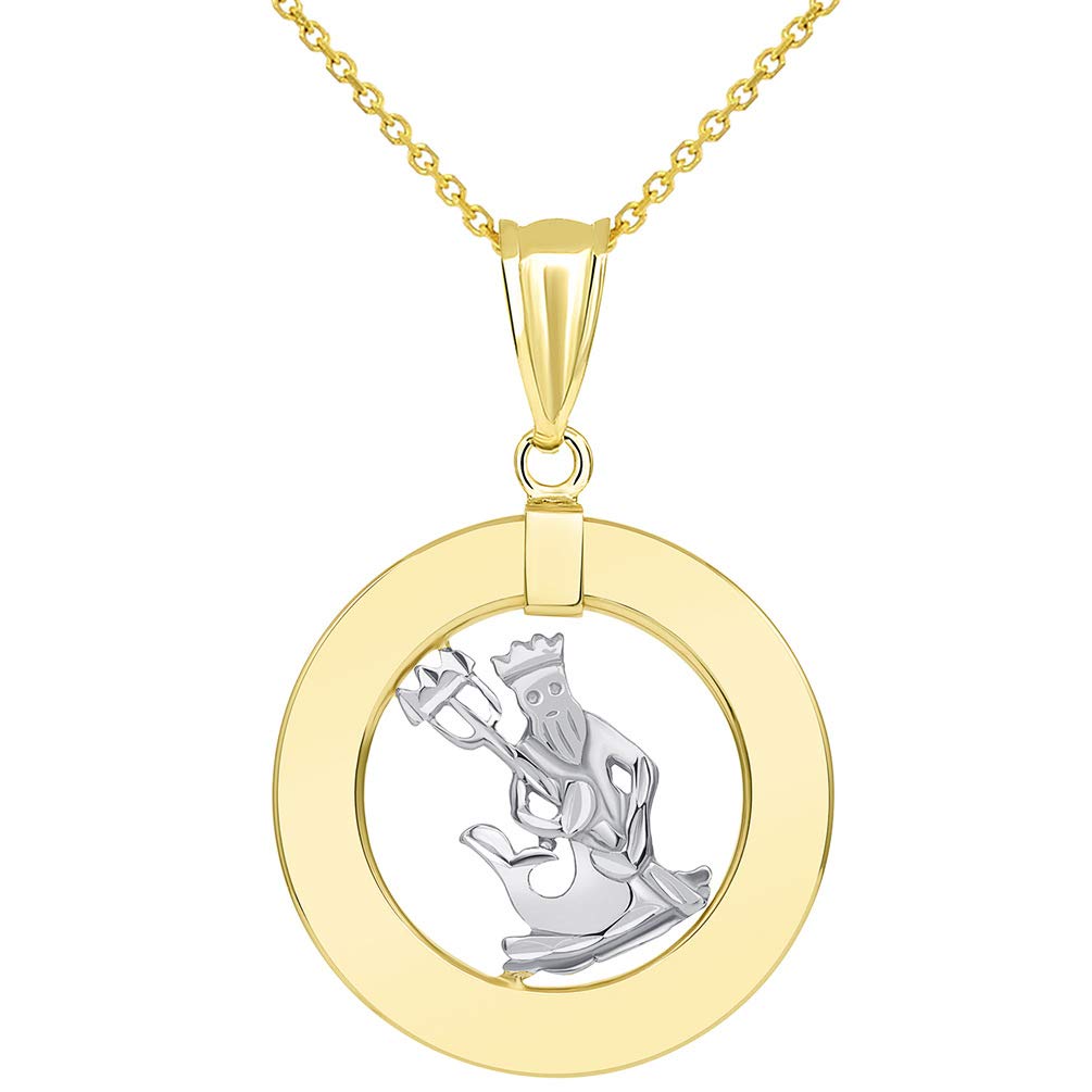 14k Gold Aquarius Zodiac Sign Pendant Necklace