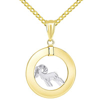 Load image into Gallery viewer, 14k Gold Aries Zodiac Sign Pendant Necklace
