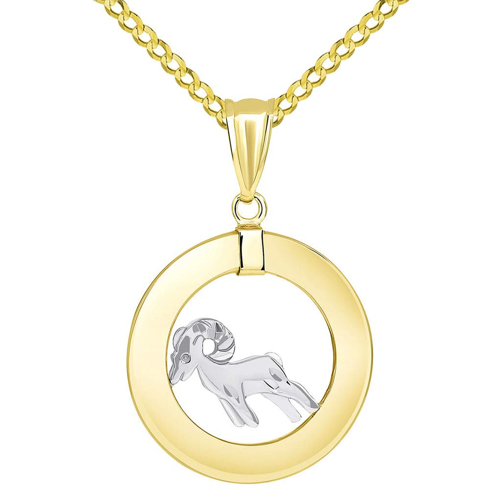 14k Gold Aries Zodiac Sign Pendant Necklace