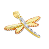 Load image into Gallery viewer, 14k Gold Beaded Dragonfly Tri-Tone Pendant

