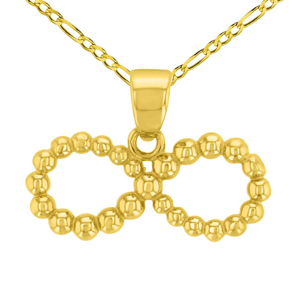 14K Gold Beaded Style Infinity Pendant Chain