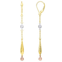 Load image into Gallery viewer, 14k Gold Beaded Teardrop Dangle Drop Earrings
