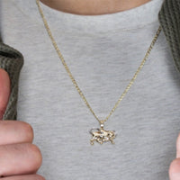 Load image into Gallery viewer, 14K Gold Bull Pendant Zodiac Sign Figaro Chain
