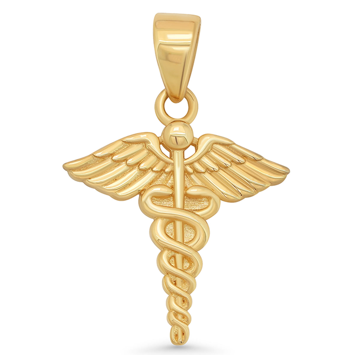 14K Gold Caduceus Medical Symbol Charm Pendant