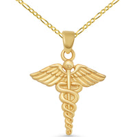 Load image into Gallery viewer, 14K Gold Caduceus Medical Symbol Charm Pendant
