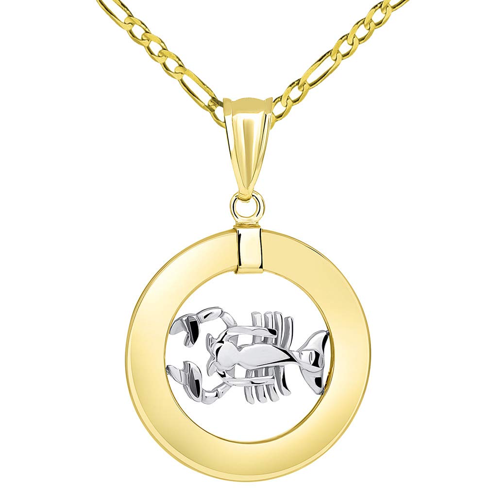 14k Gold Cancer Zodiac Sign Pendant Necklace