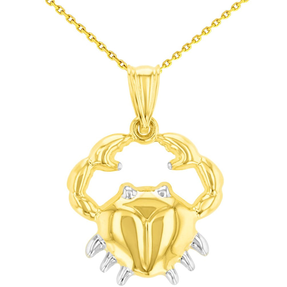 14K Gold Cancer Zodiac Sign Pendant Necklace