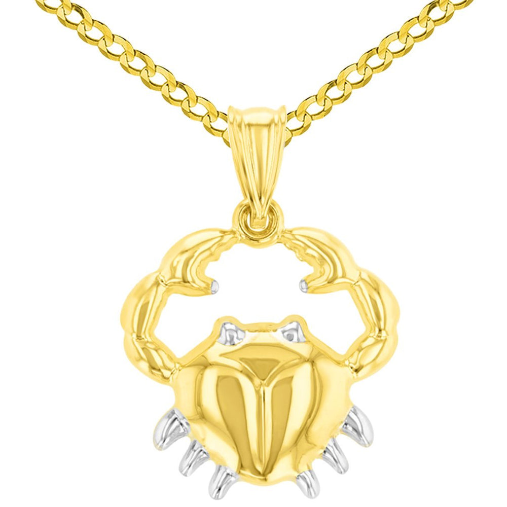 14K Gold Cancer Zodiac Sign Pendant Necklace