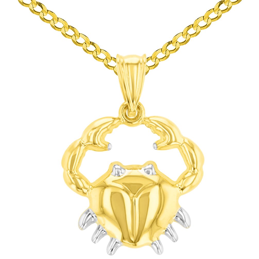 14K Gold Cancer Zodiac Sign Pendant Necklace
