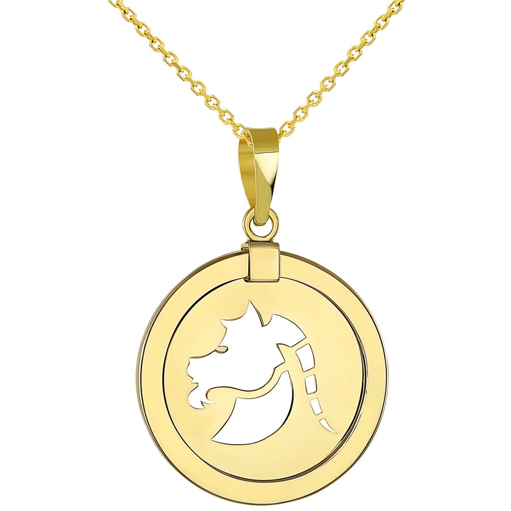 14K Gold Capricorn Goat Zodiac Pendant Necklace