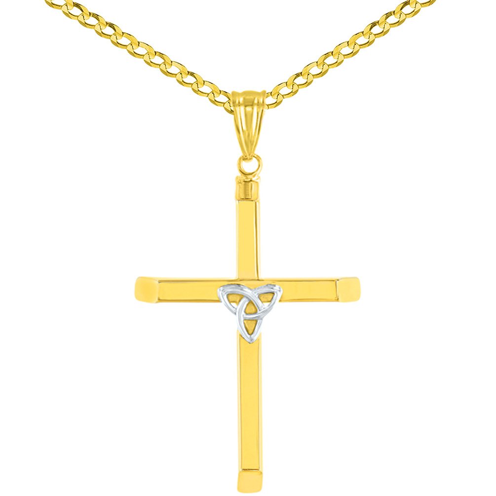14K Gold Celtic Trinity Cross Triquetra Pendant
