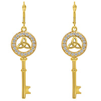 Load image into Gallery viewer, 14k Gold Celtic Trinity Knot Key Dangling Earrings
