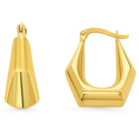 Load image into Gallery viewer, 14k Gold Chunky Hexagon Shape Hoop Earrings

