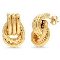 Load image into Gallery viewer, 14k Gold Chunky Knot Hoop Stud Drop Earrings
