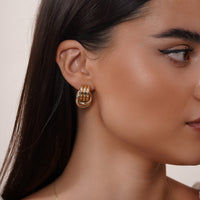 Load image into Gallery viewer, 14k Gold Chunky Knot Hoop Stud Drop Earrings
