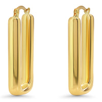 Load image into Gallery viewer, 14k Gold Chunky Rectangle-Shaped Hoop Earrings
