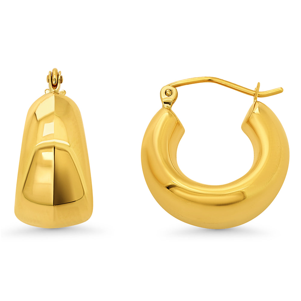 14k Gold Chunky Tube Hoop Earrings - 6mm Thick