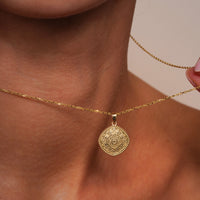 Load image into Gallery viewer, 14k Gold Classic Lotus Mandala Symbol Pendant
