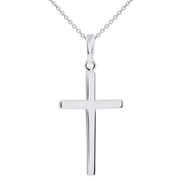 Load image into Gallery viewer, 14k Solid White Gold Classic Plain Religious Cross Pendant Necklace
