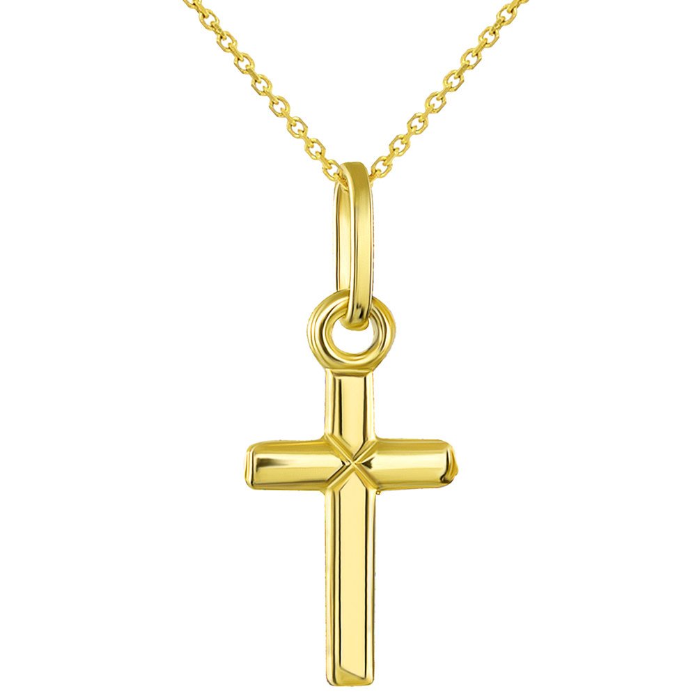 14K Gold Classic Tiny Cross Pendant Necklace