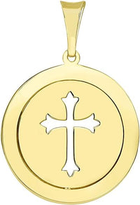 Load image into Gallery viewer, 14k Gold Cross Medallion Pendant
