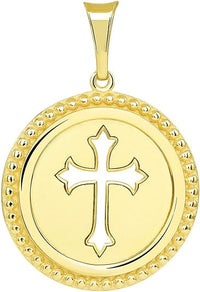 Load image into Gallery viewer, 14k Gold Cross Medallion Pendant 

