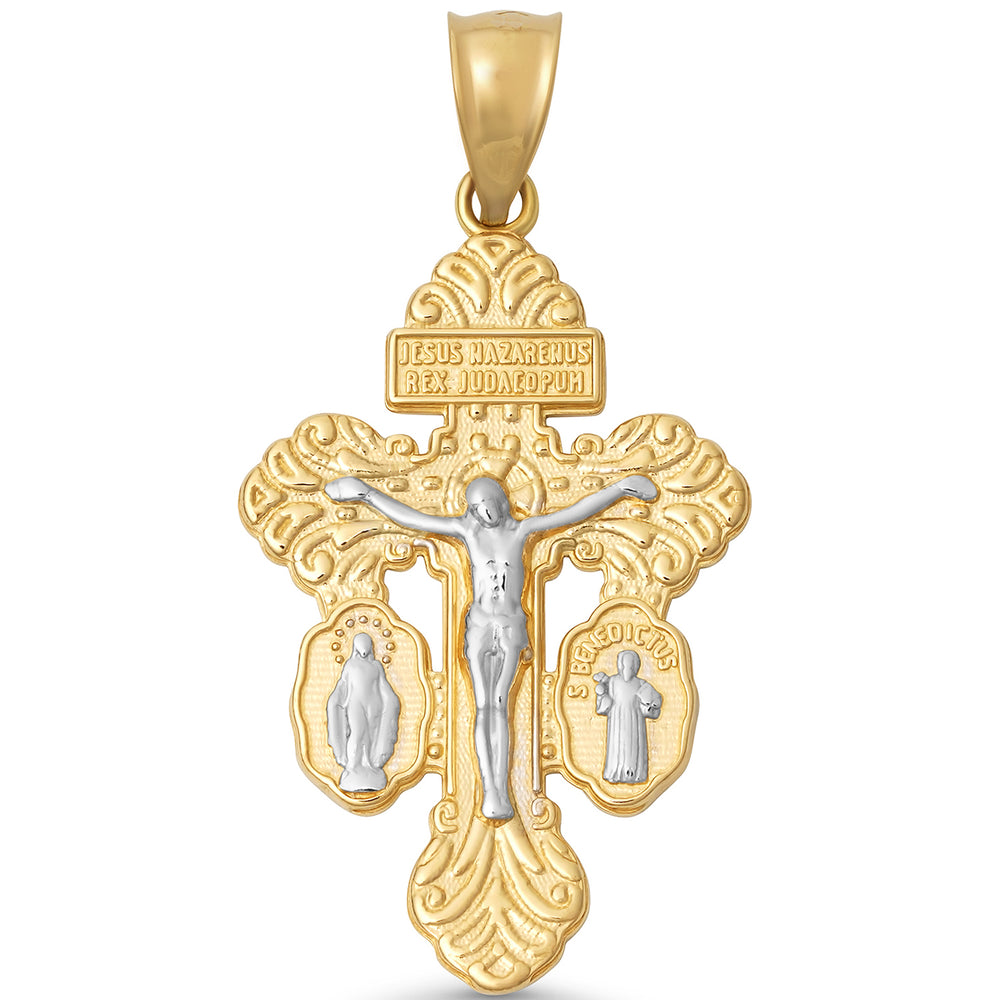 14k Gold Cross of Pardon Crucifix Pendant
