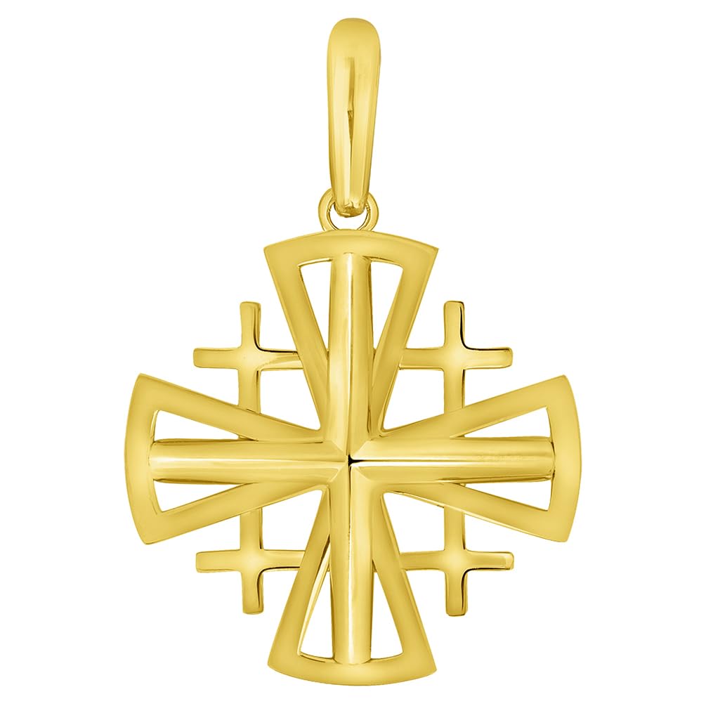 14k Gold Crusaders Jerusalem Cross Pendant