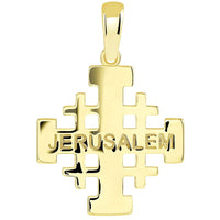 Load image into Gallery viewer, 14k Gold Crusaders Jerusalem Cross Pendant Necklace
