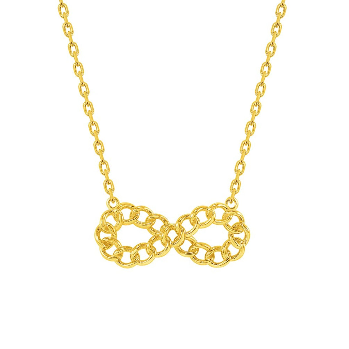 14k Gold Cuban Curb Infinity Symbol Necklace